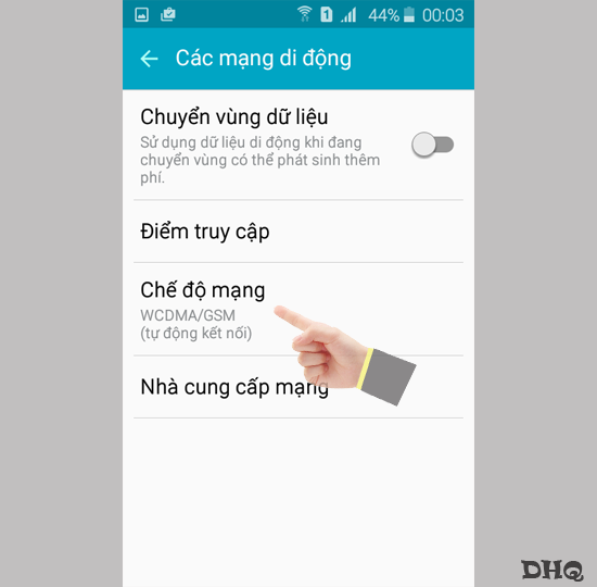 Chọn Chế độ mạng
